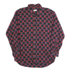 COLDOR Mens Red & Black Check Shirt XL Cotton Blend Long Sleeve Casual