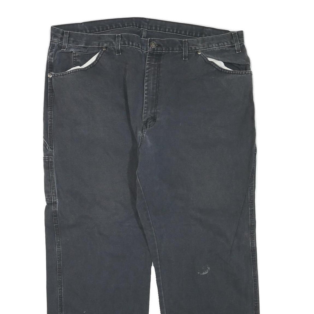 DICKIES Mens Jeans Black Regular Straight Denim Medium W44 L30 Workwear Zip