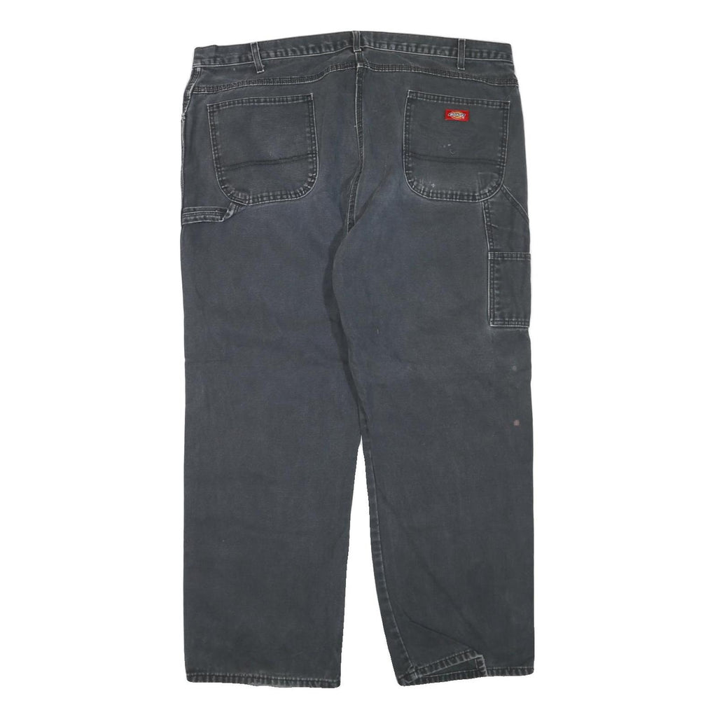 DICKIES Mens Jeans Black Regular Straight Denim Medium W44 L30 Workwear Zip