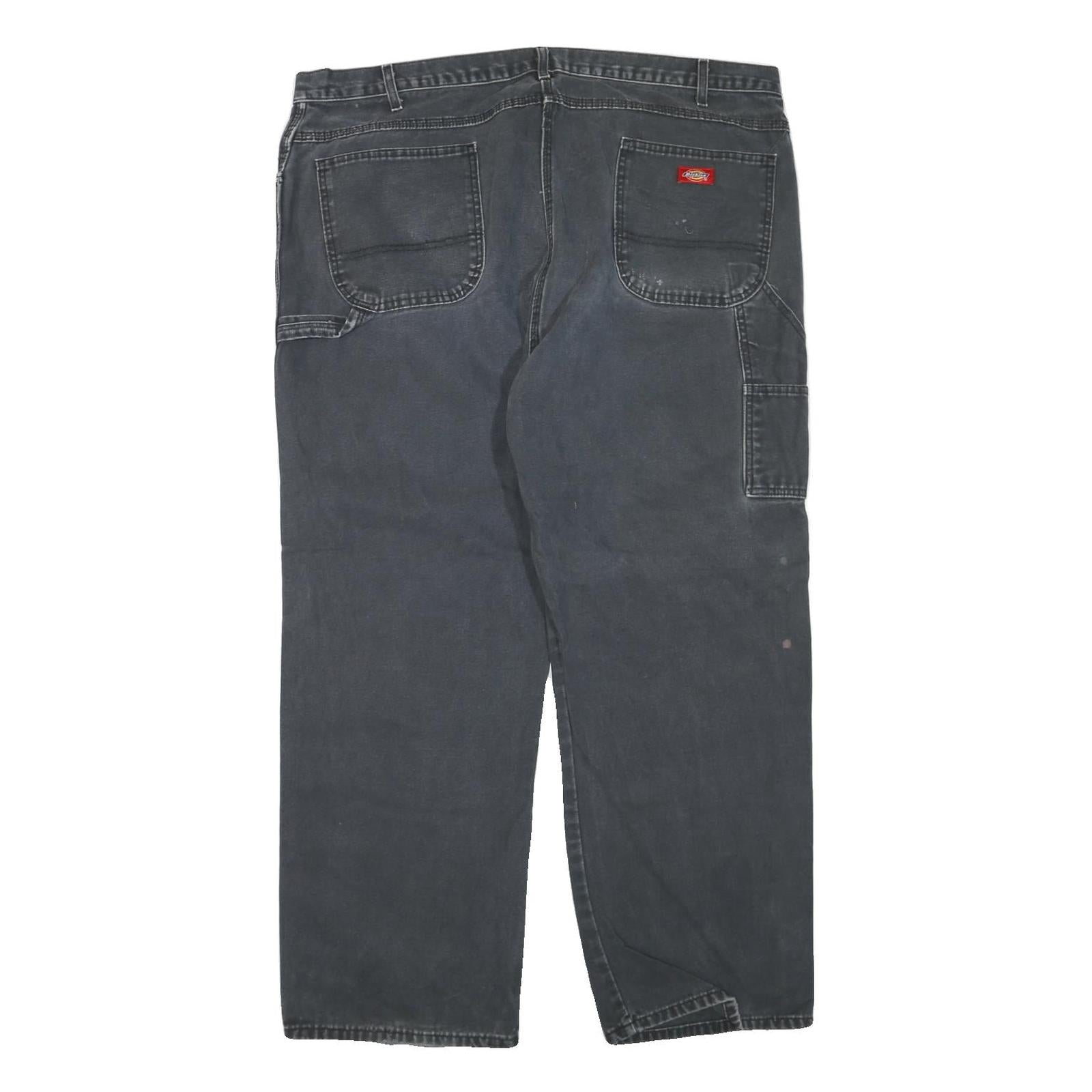 DICKIES Mens Jeans Black Regular Straight Denim Medium W44 L30 Workwear Zip