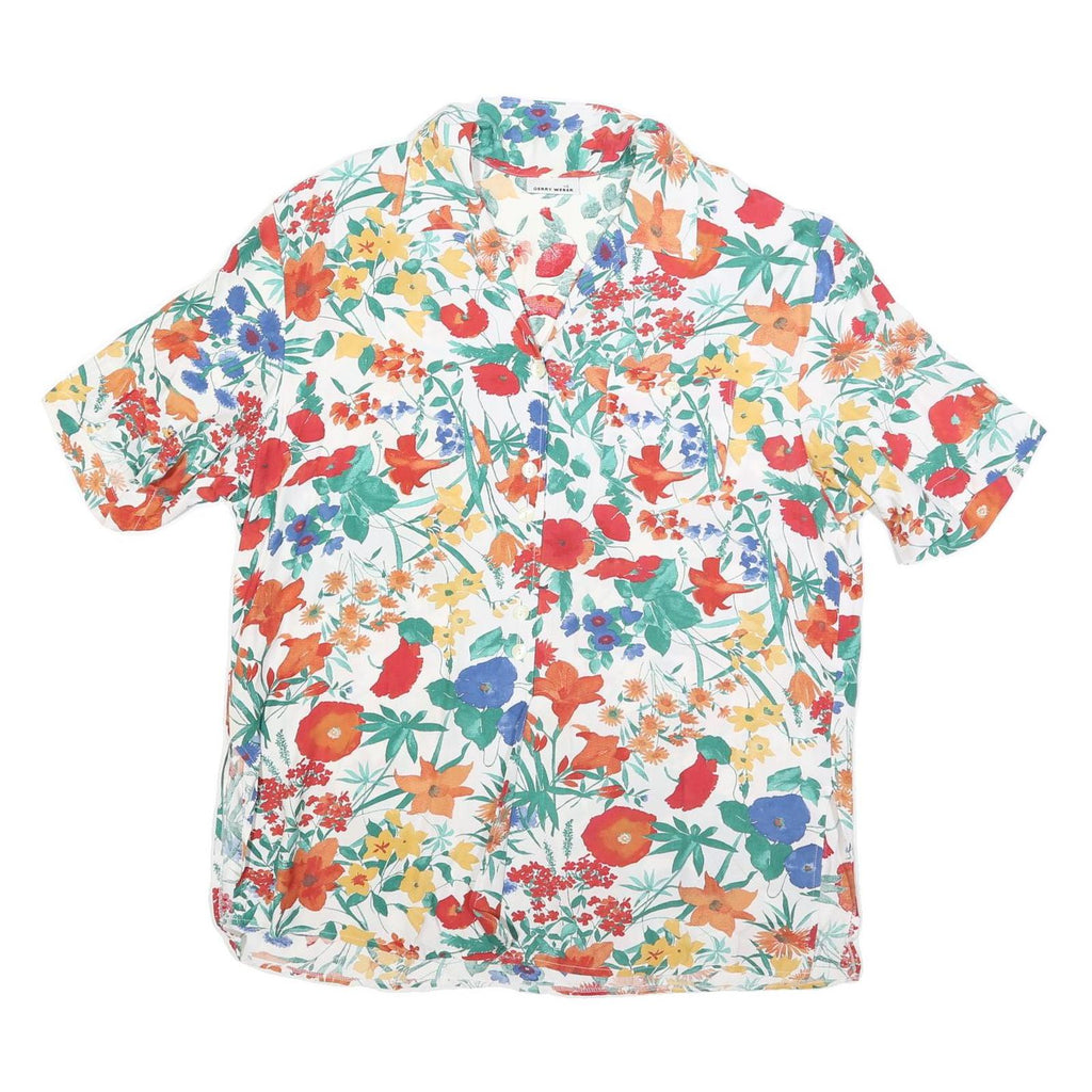 GERRY WEBBER Womens White Floral Print Shirt L Summer Patterned Lightweight