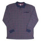 BABISTA Mens Polo Shirt Maroon Check Long Sleeve M