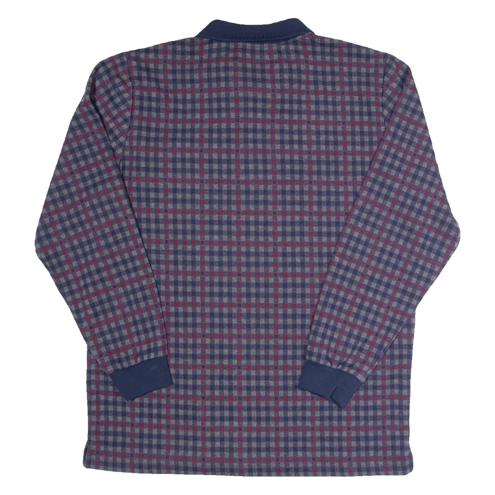 BABISTA Mens Polo Shirt Maroon Check Long Sleeve M