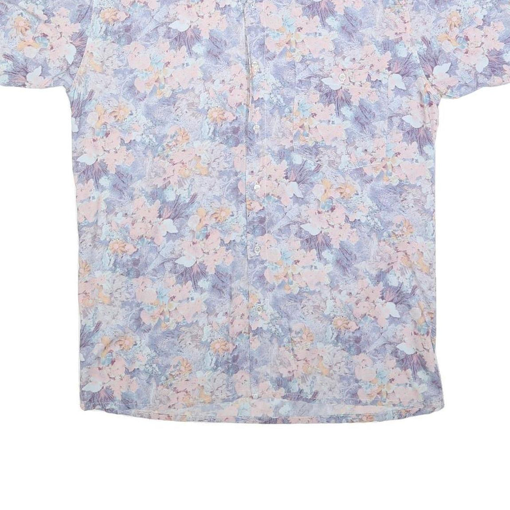 TAKE OFF Mens Blue & Pink Floral Shirt M Summer Casual Button Up