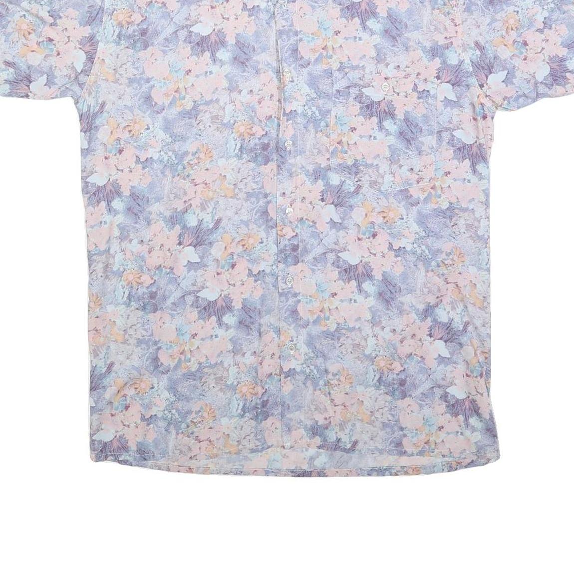 TAKE OFF Mens Blue & Pink Floral Shirt M Summer Casual Button Up