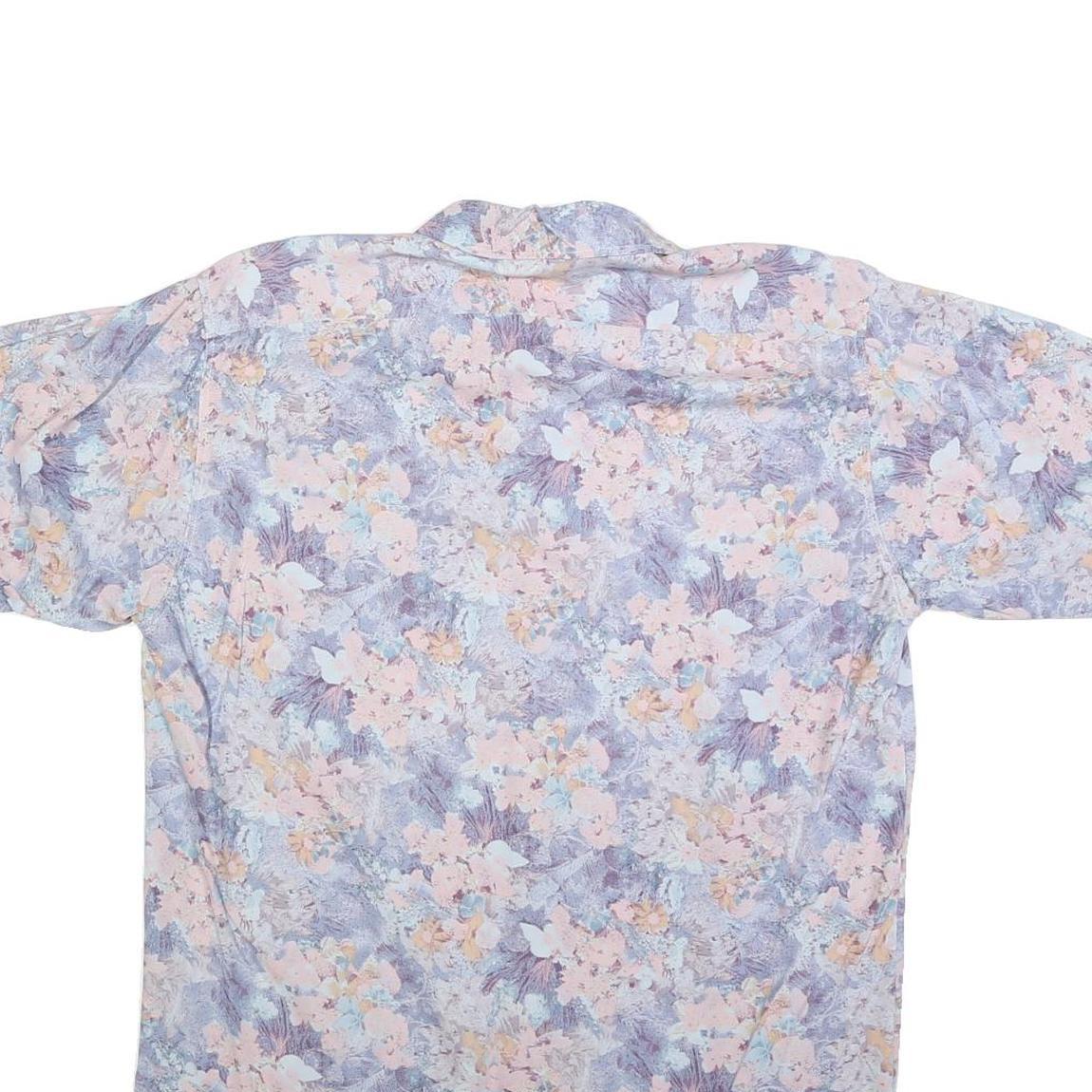 TAKE OFF Mens Blue & Pink Floral Shirt M Summer Casual Button Up