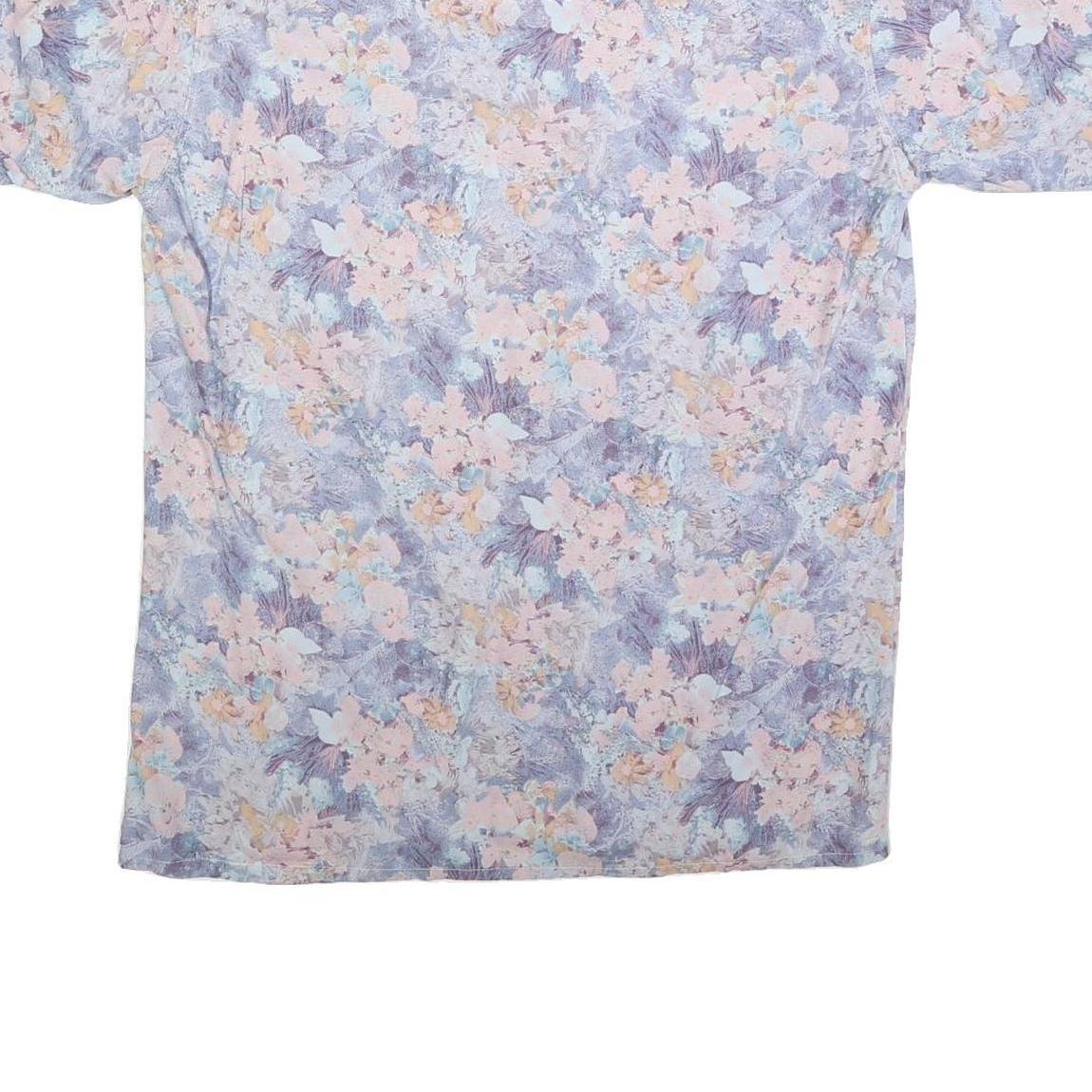 TAKE OFF Mens Blue & Pink Floral Shirt M Summer Casual Button Up