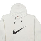 NIKE Mens White Hoodie M Black Swoosh Graphic Pullover Sweatshirt