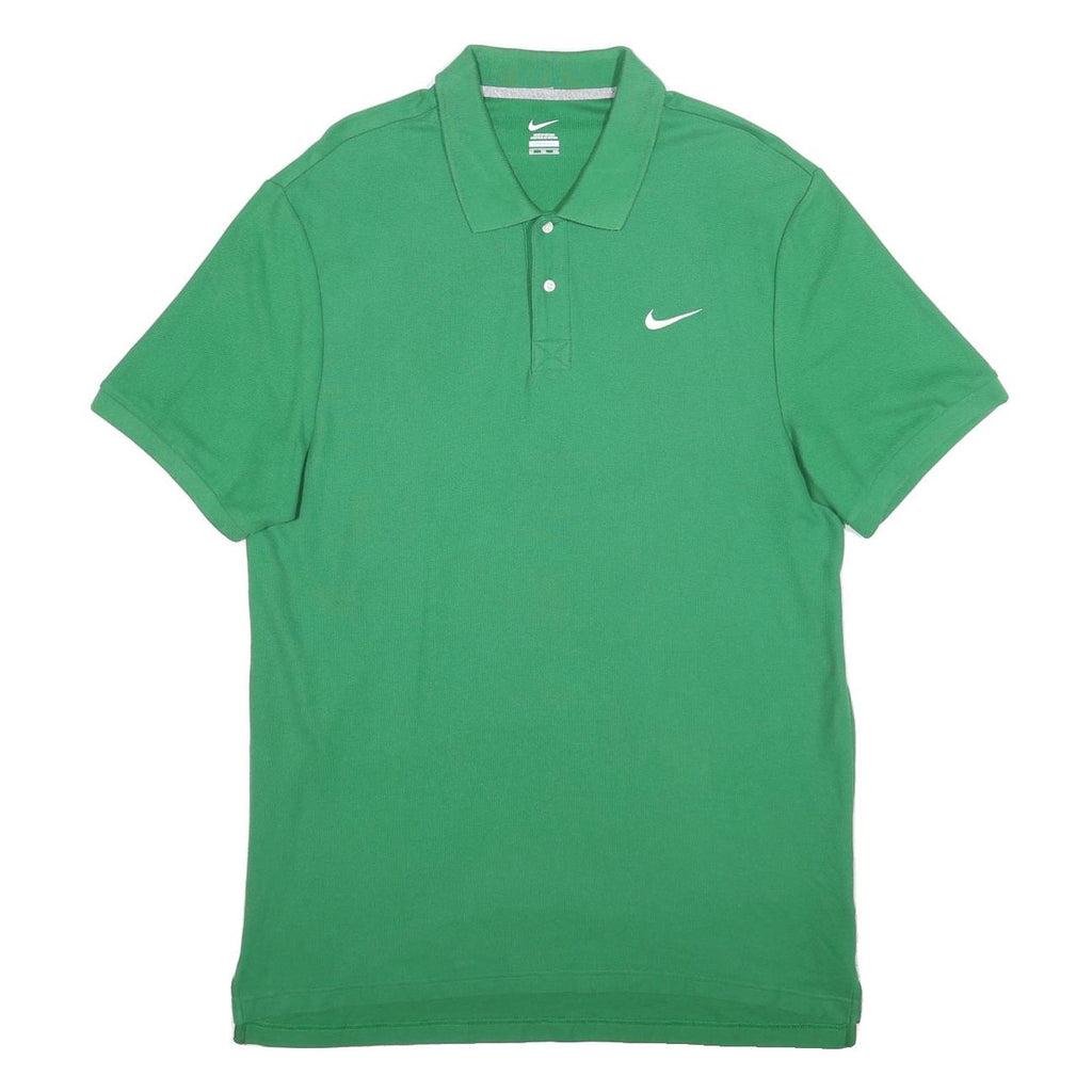 NIKE Mens Green Polo Shirt XL Cotton Blend Short Sleeve Plain Casual Golf