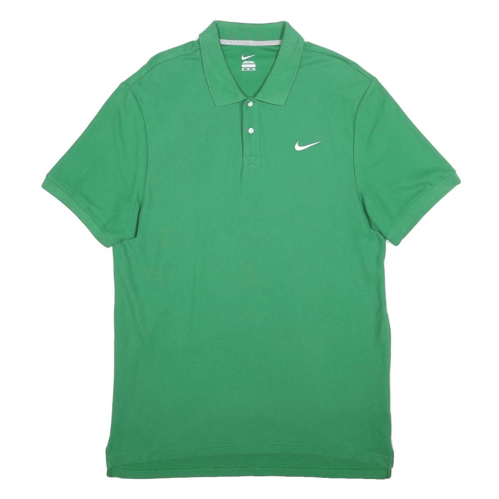 NIKE Mens Green Polo Shirt XL Cotton Blend Short Sleeve Plain Casual Golf