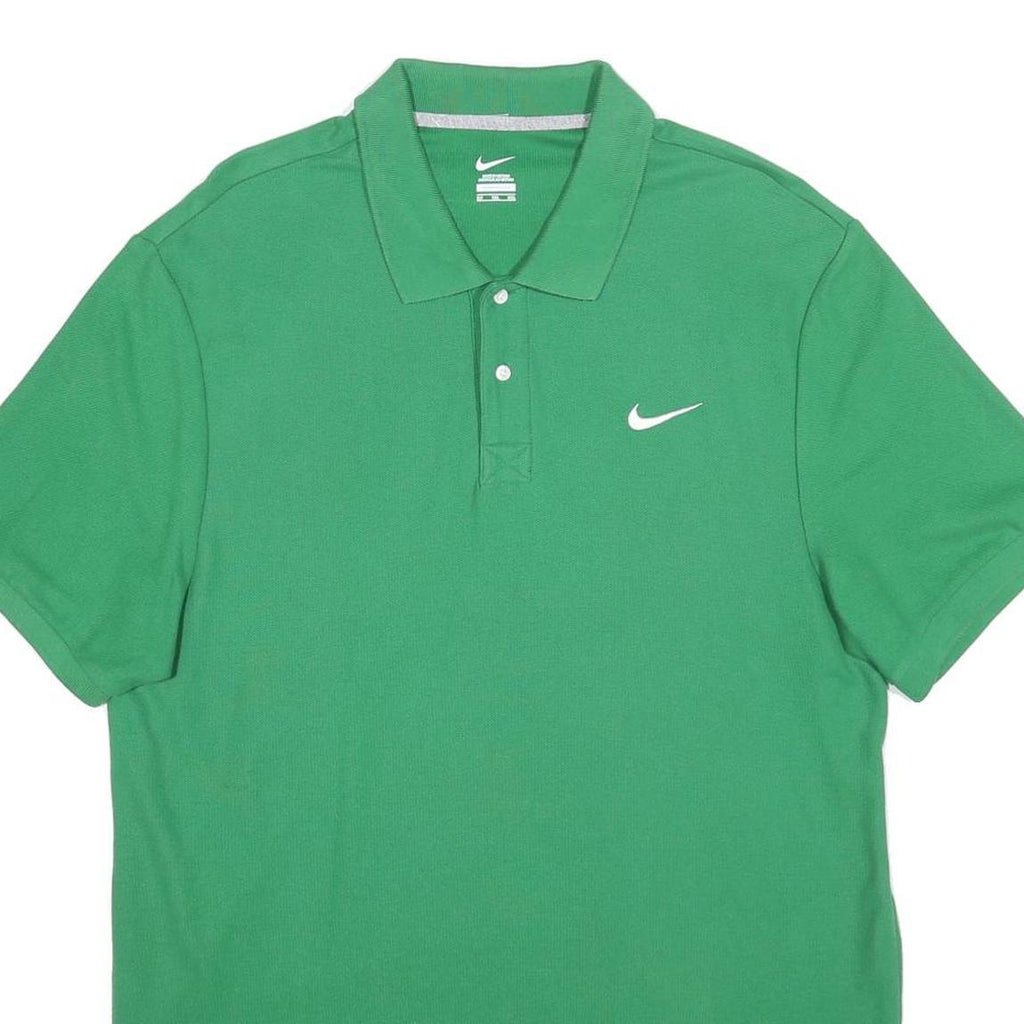 NIKE Mens Green Polo Shirt XL Cotton Blend Short Sleeve Plain Casual Golf