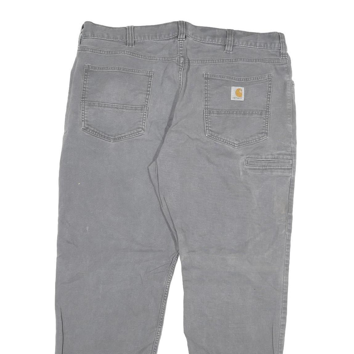 CARHARTT Mens Relaxed Fit Jeans Grey Cotton Blend Zip W38 L29 Workwear Durable