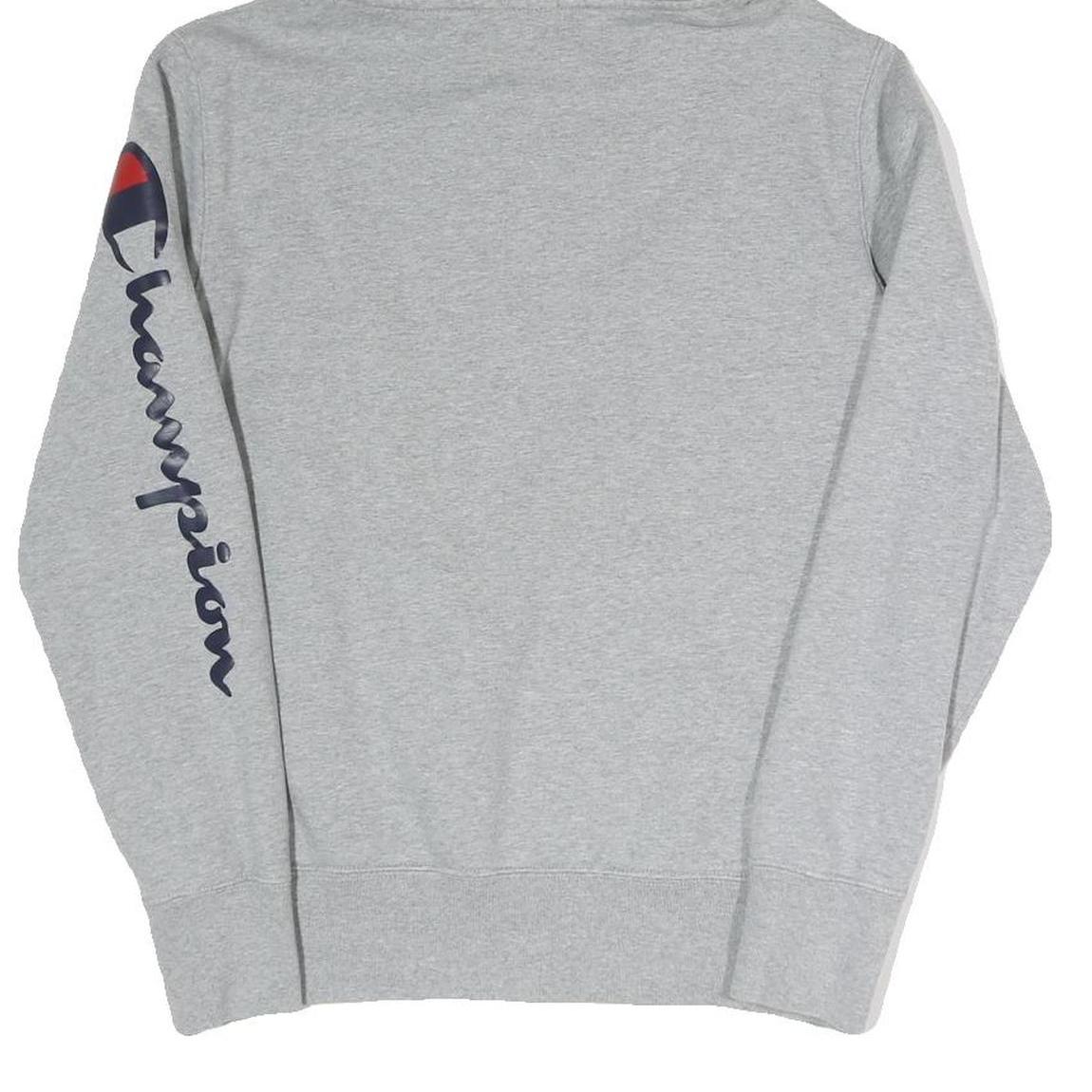 CHAMPION Mens Grey Hoodie S Printed Logo Pullover Cotton Blend Casual