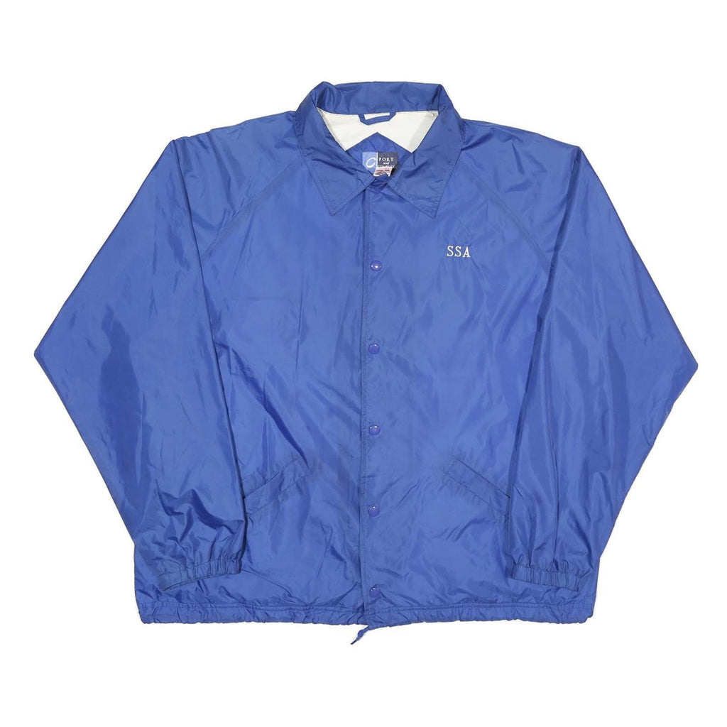 PORT AND COMPANY Mens Blue Nylon Button Jacket XL Plain Lightweight Casual