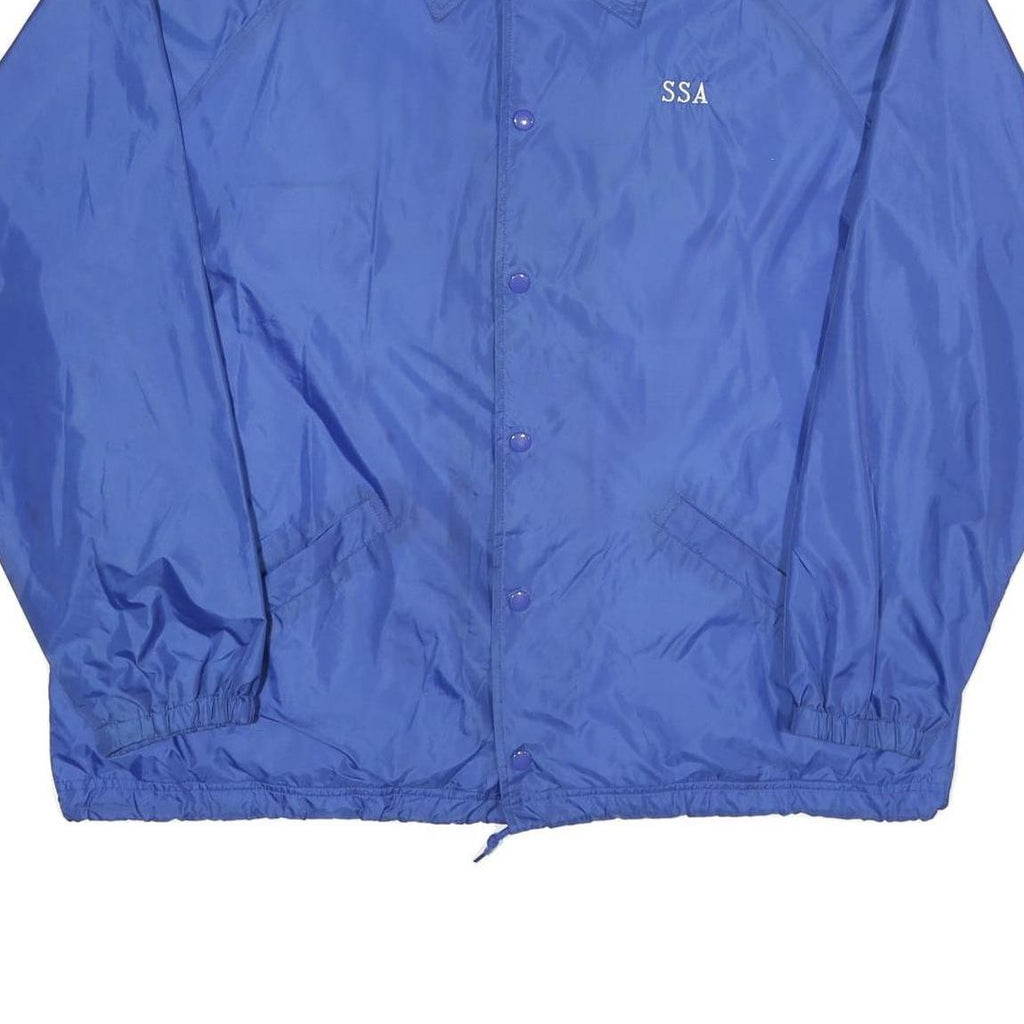 PORT AND COMPANY Mens Blue Nylon Button Jacket XL Plain Lightweight Casual