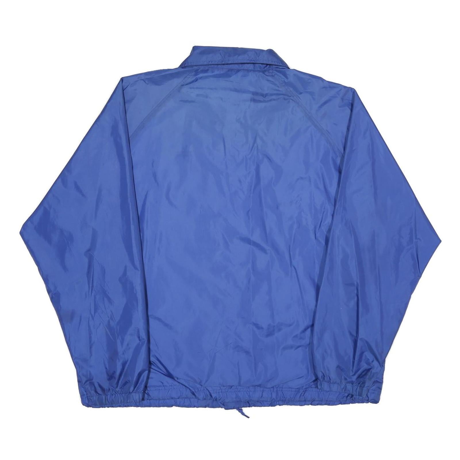 PORT AND COMPANY Mens Blue Nylon Button Jacket XL Plain Lightweight Casual