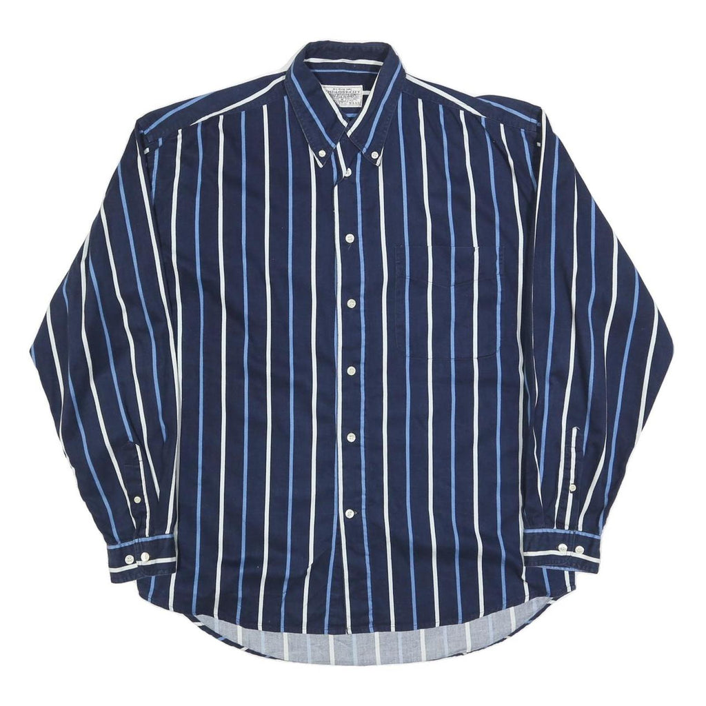 THE LOST CITY Mens Blue & White Stripe Shirt M Button Down Long Sleeve Cotton
