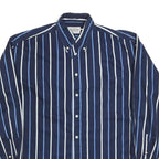 THE LOST CITY Mens Blue & White Stripe Shirt M Button Down Long Sleeve Cotton