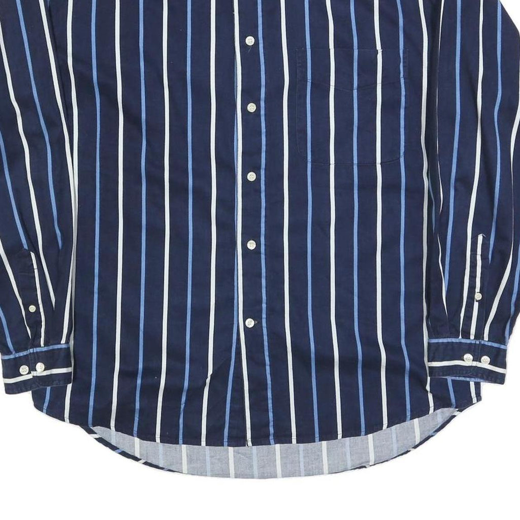 THE LOST CITY Mens Blue & White Stripe Shirt M Button Down Long Sleeve Cotton