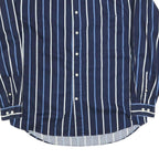 THE LOST CITY Mens Blue & White Stripe Shirt M Button Down Long Sleeve Cotton