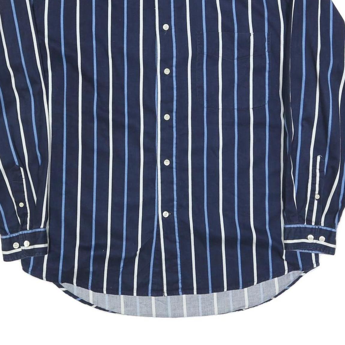 THE LOST CITY Mens Blue & White Stripe Shirt M Button Down Long Sleeve Cotton