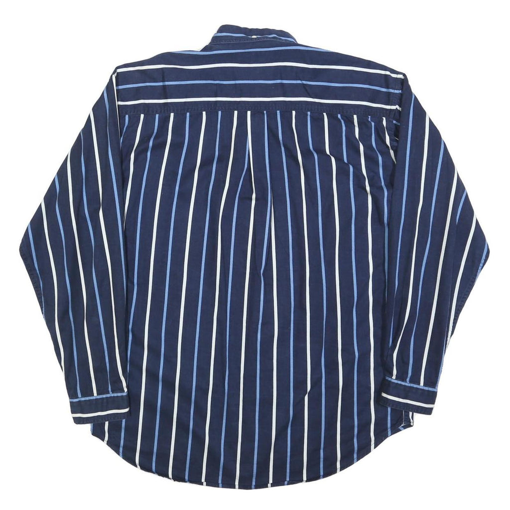 THE LOST CITY Mens Blue & White Stripe Shirt M Button Down Long Sleeve Cotton