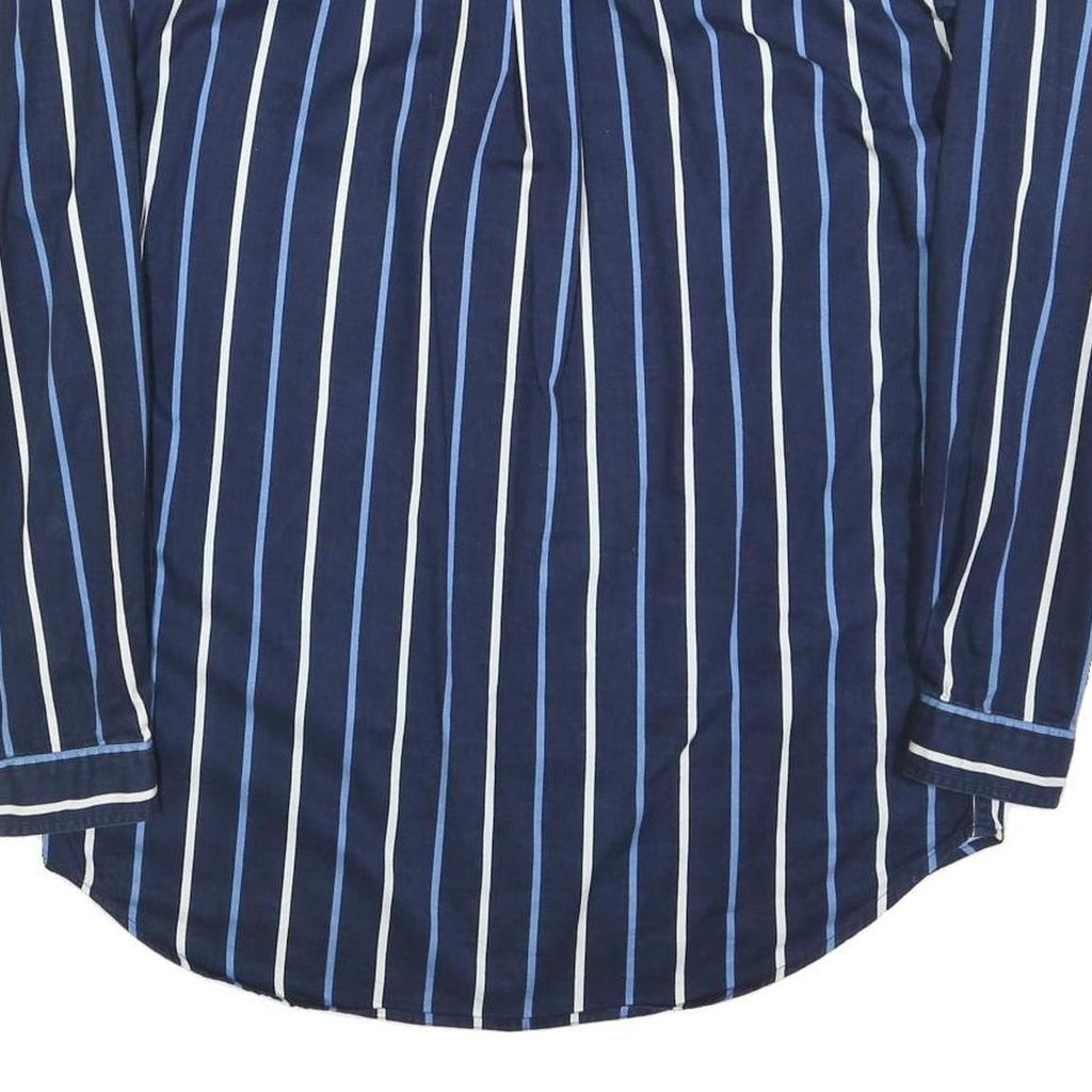 THE LOST CITY Mens Blue & White Stripe Shirt M Button Down Long Sleeve Cotton