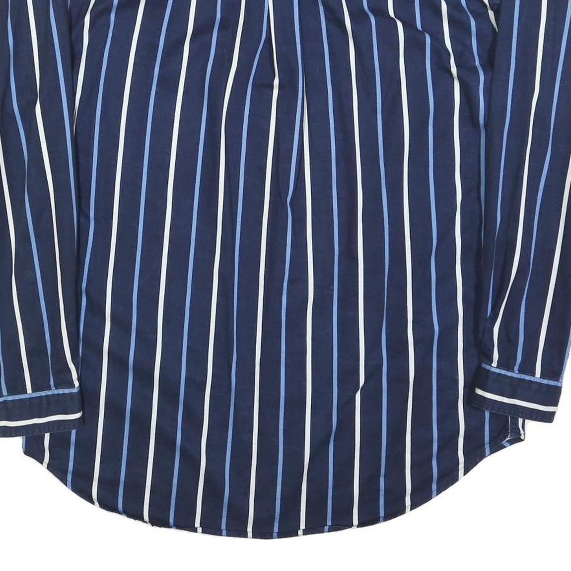 THE LOST CITY Mens Blue & White Stripe Shirt M Button Down Long Sleeve Cotton