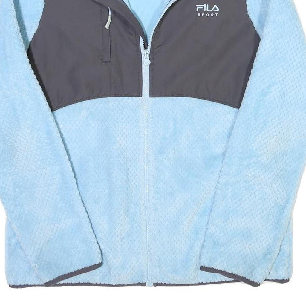 FILA Womens Blue & Grey Sport Zip Jacket L Polyester Blend Fleece Casual