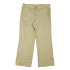 GOLDEN STYLE Mens Cotton Blend Beige Relaxed Wide-Leg Trousers W36 L28 Casual