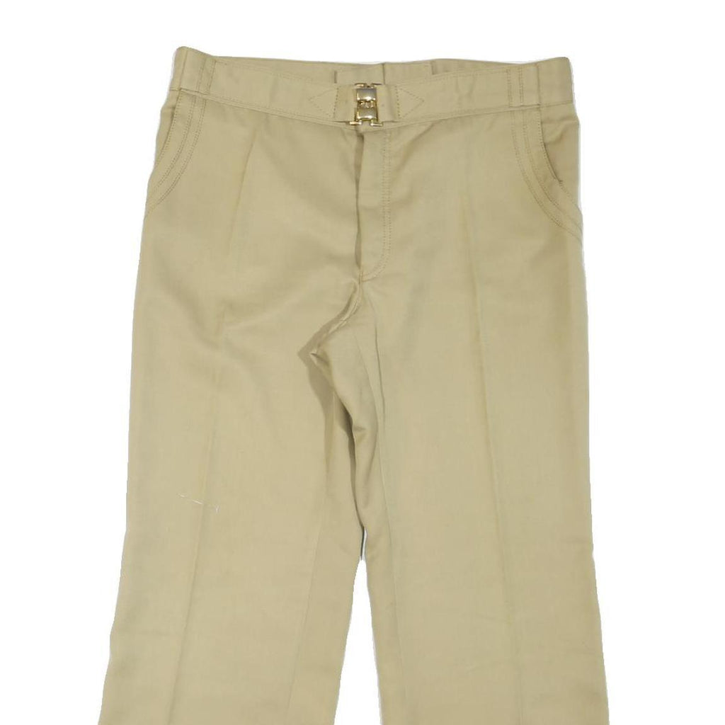 GOLDEN STYLE Mens Cotton Blend Beige Relaxed Wide-Leg Trousers W36 L28 Casual