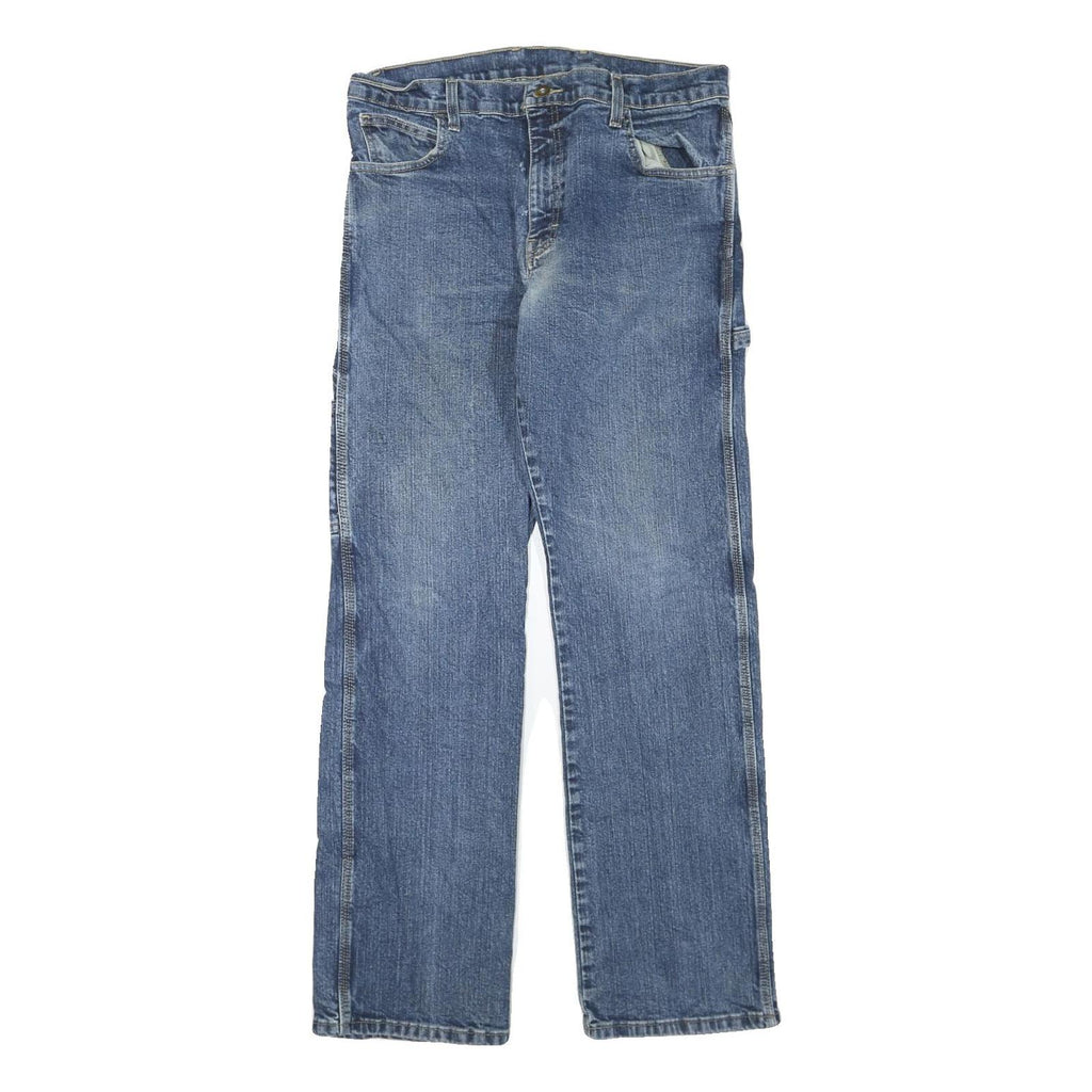 DICKIES Mens Blue Regular Fit Straight Denim Jeans W33 L32 Workwear Cotton Blend