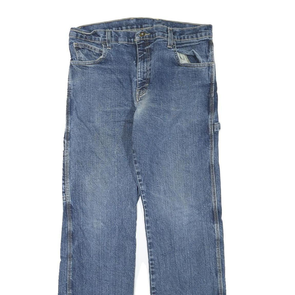 DICKIES Mens Blue Regular Fit Straight Denim Jeans W33 L32 Workwear Cotton Blend