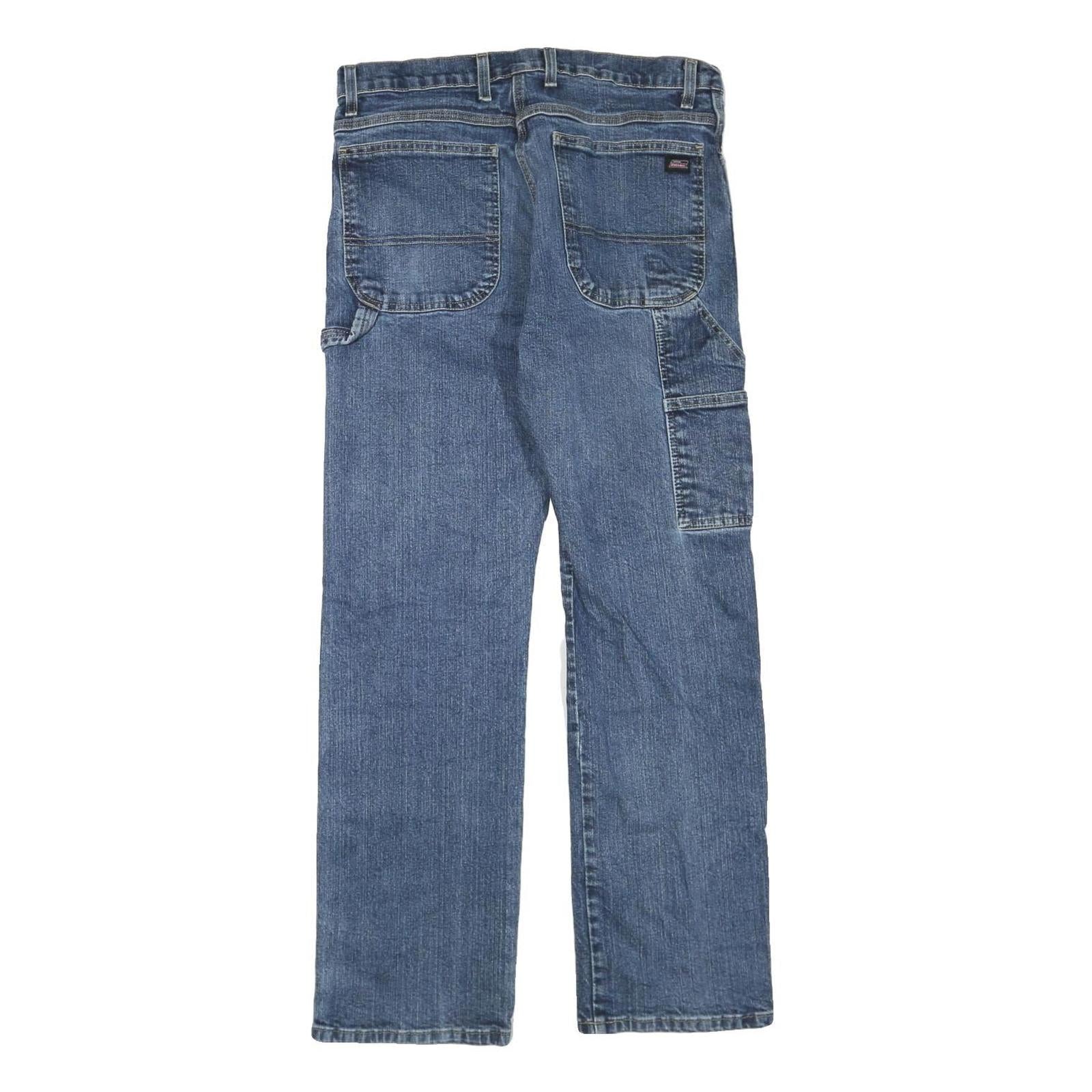 DICKIES Mens Blue Regular Fit Straight Denim Jeans W33 L32 Workwear Cotton Blend