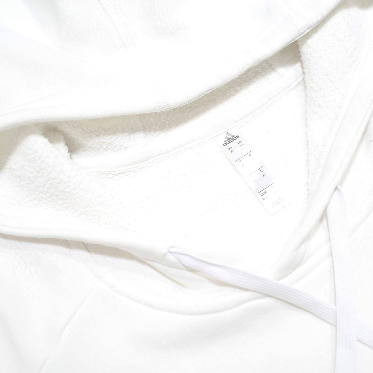 ADIDAS Mens White Hoodie XL Cotton Blend Sports Pullover Sweatshirt