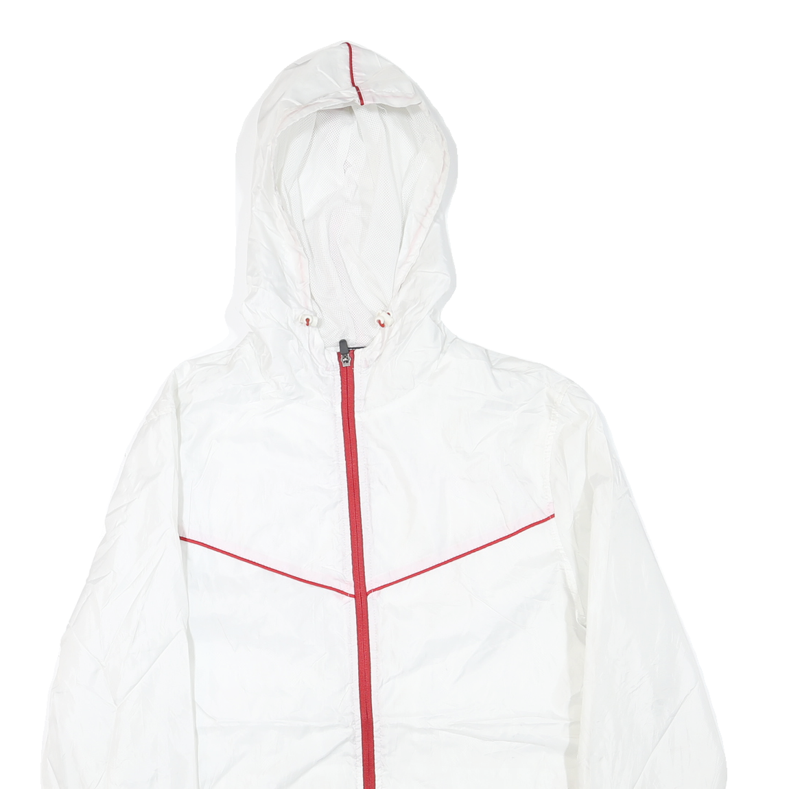 NFL Mens White & Red Zip Hooded Jacket S Polyester Blend Plain Sportswear