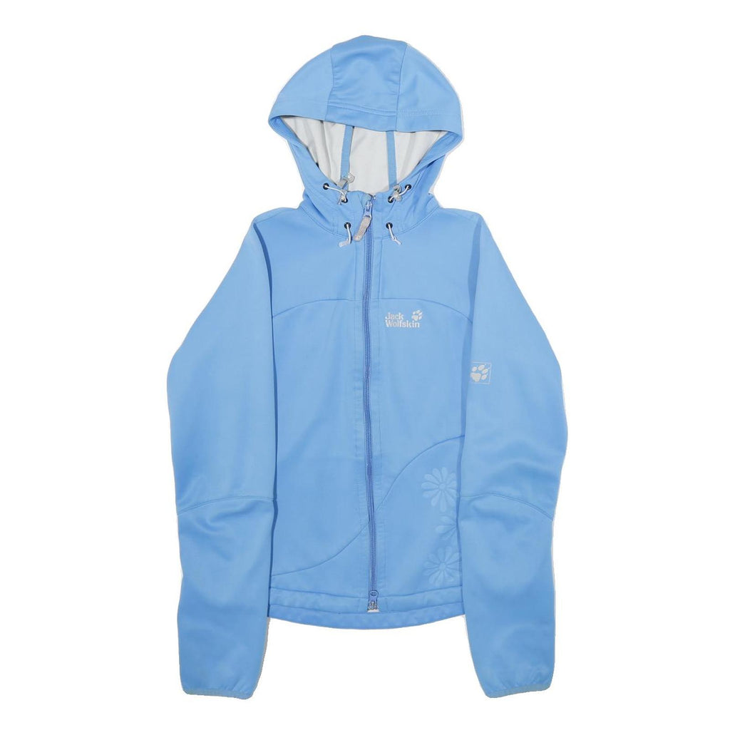 JACK WOLFSKIN Womens Blue Outdoor Jacket UK 10 Polyester Zip Hooded Plain