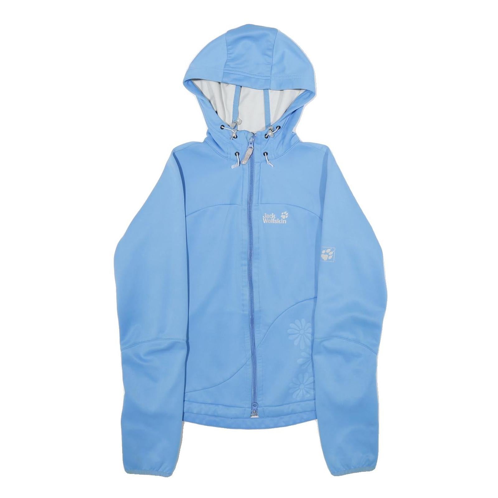 JACK WOLFSKIN Womens Blue Outdoor Jacket UK 10 Polyester Zip Hooded Plain