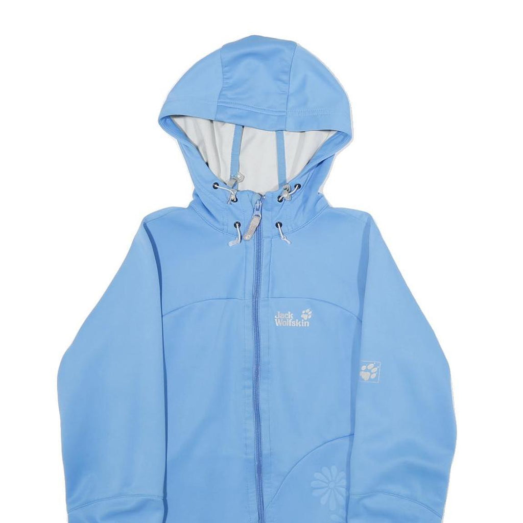 JACK WOLFSKIN Womens Blue Outdoor Jacket UK 10 Polyester Zip Hooded Plain