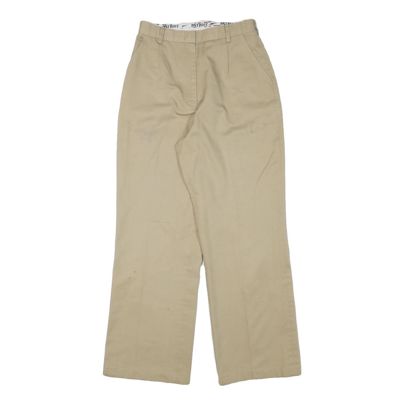 PATRIOT Womens Cotton Blend Beige Regular Fit Straight Trousers W24 L27