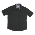WRANGLER Mens Black Cotton Blend Short Sleeve Shirt L Casual Button Front