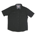 WRANGLER Mens Black Cotton Blend Short Sleeve Shirt L Casual Button Front