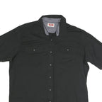 WRANGLER Mens Black Cotton Blend Short Sleeve Shirt L Casual Button Front