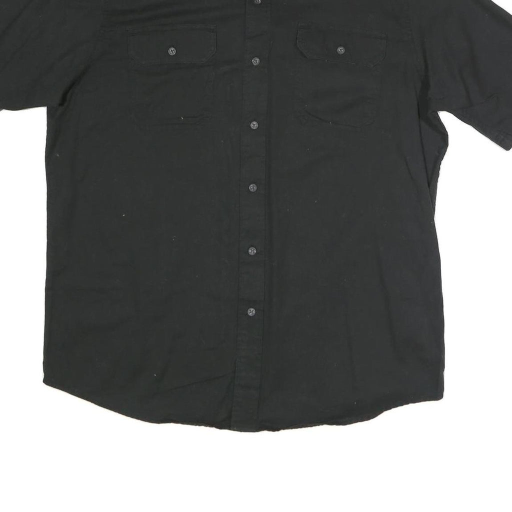 WRANGLER Mens Black Cotton Blend Short Sleeve Shirt L Casual Button Front