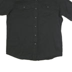 WRANGLER Mens Black Cotton Blend Short Sleeve Shirt L Casual Button Front