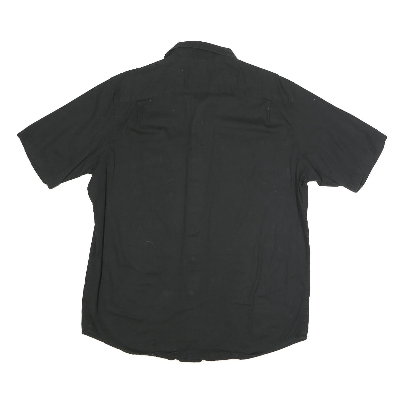 WRANGLER Mens Black Cotton Blend Short Sleeve Shirt L Casual Button Front
