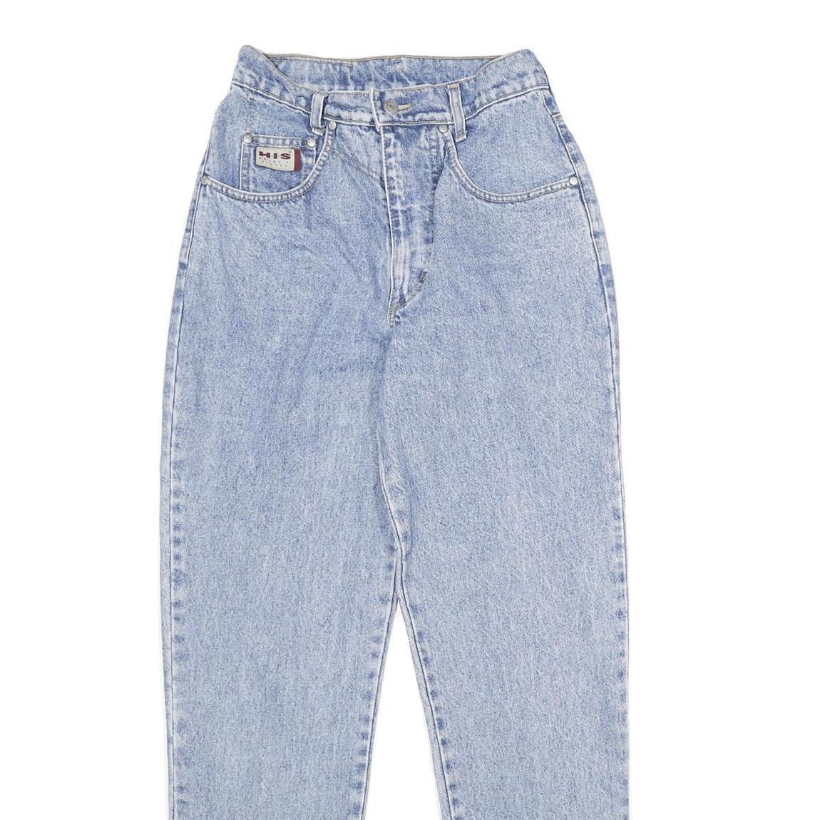 H.I.S JEANS Womens Regular Fit Blue Denim Raw W26 L31 Classic Style Zip Closure