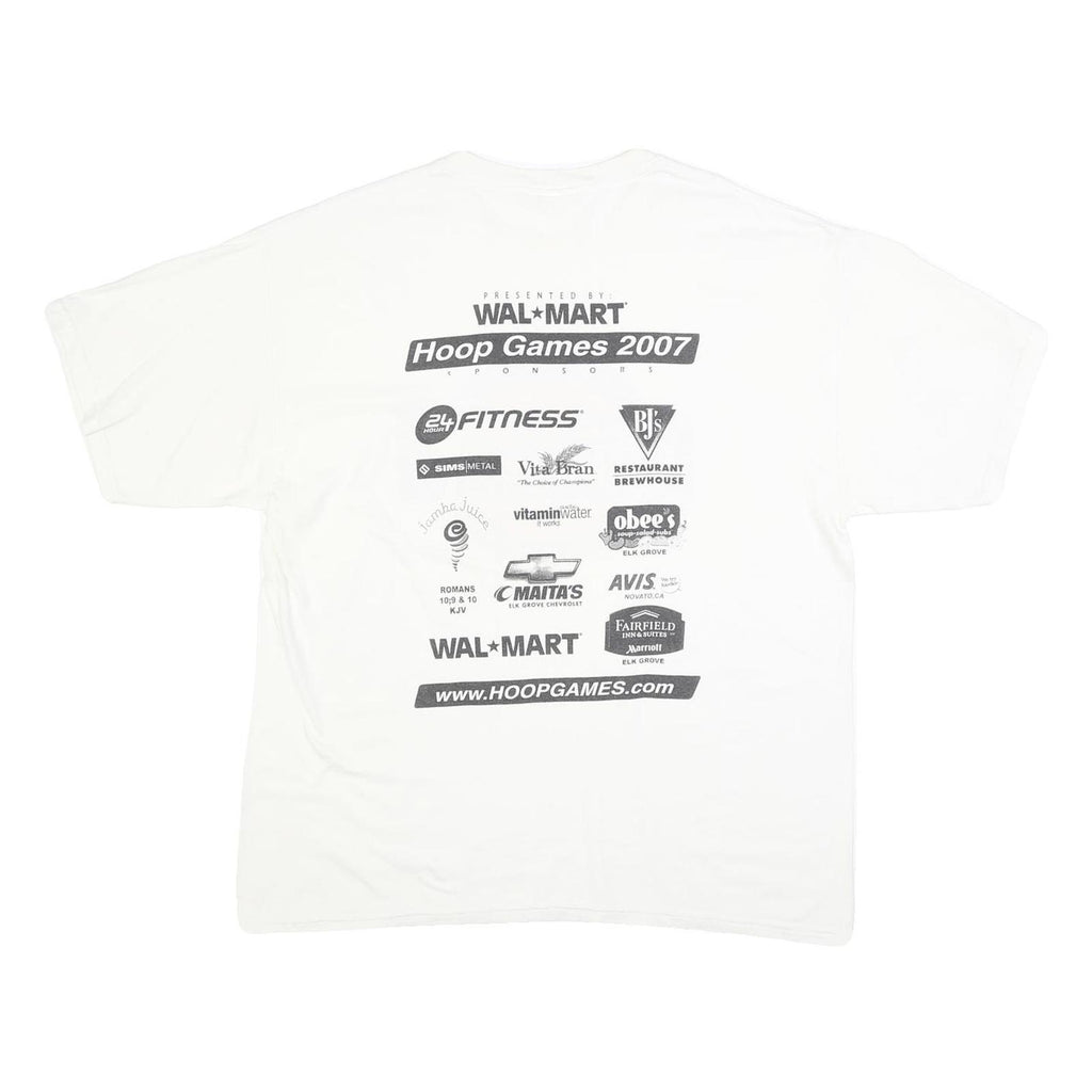 GILDAN Mens White & Orange Basketball Graphic T-Shirt XL Short Sleeve Crew Neck