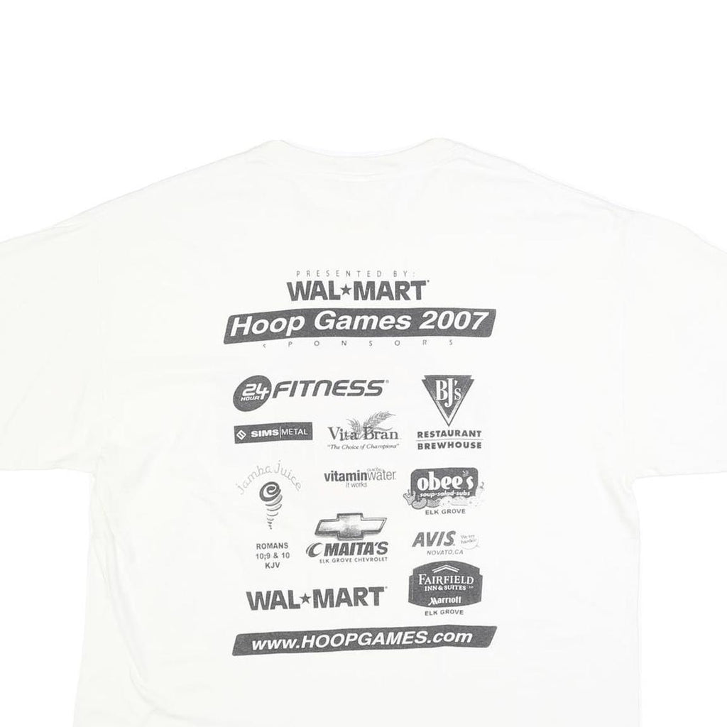 GILDAN Mens White & Orange Basketball Graphic T-Shirt XL Short Sleeve Crew Neck