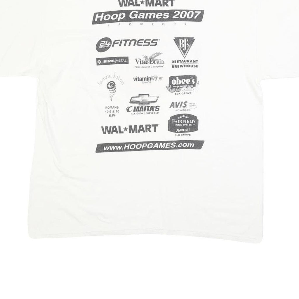 GILDAN Mens White & Orange Basketball Graphic T-Shirt XL Short Sleeve Crew Neck